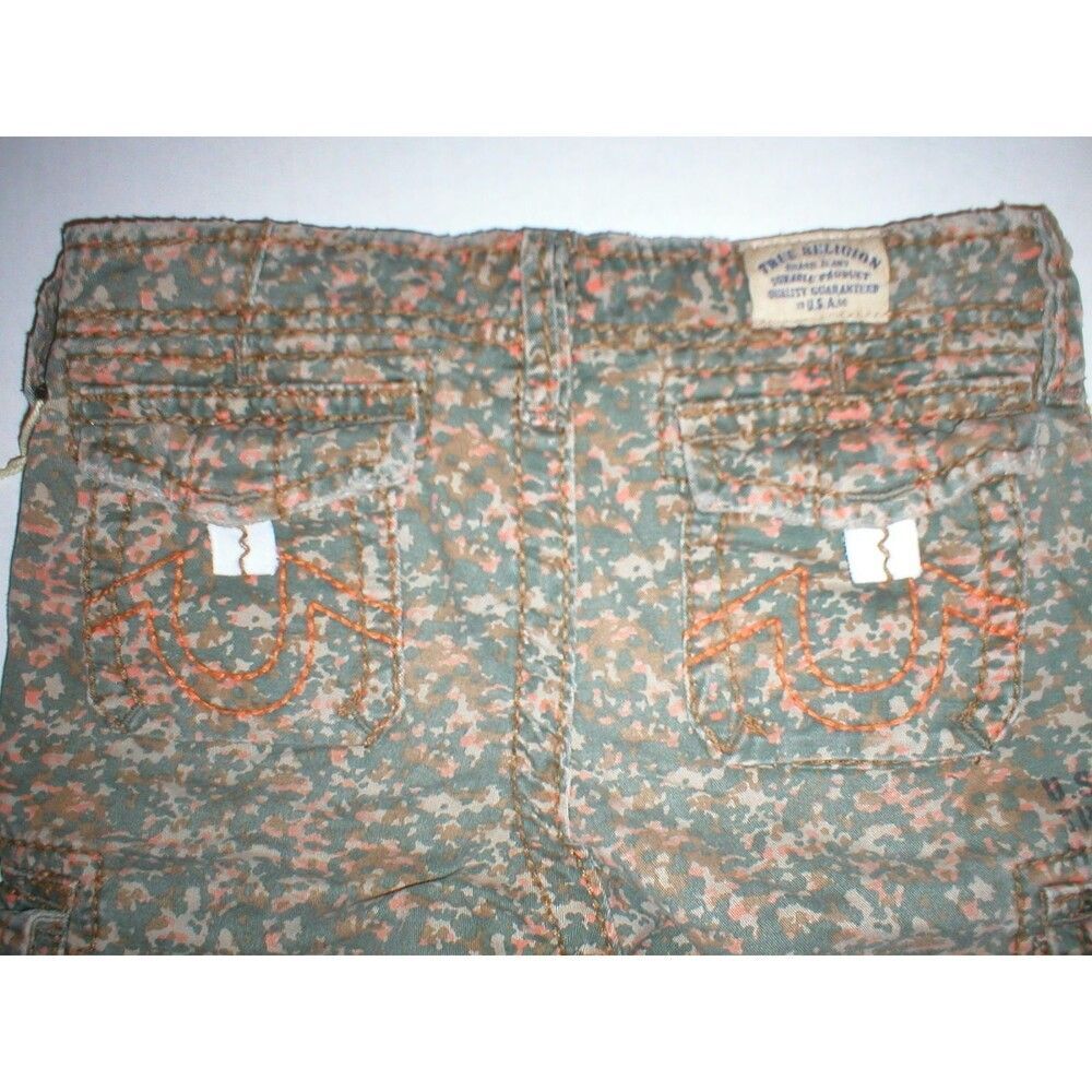 New Boys NWT $98 True Religion Designer Cargo Shorts Camoflauge 3 Girls Green